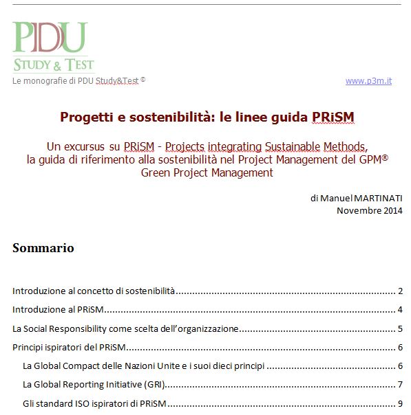 Progetti e sostenibilità: le linee guida PRiSM - Projects integrating Sustainable Methods
